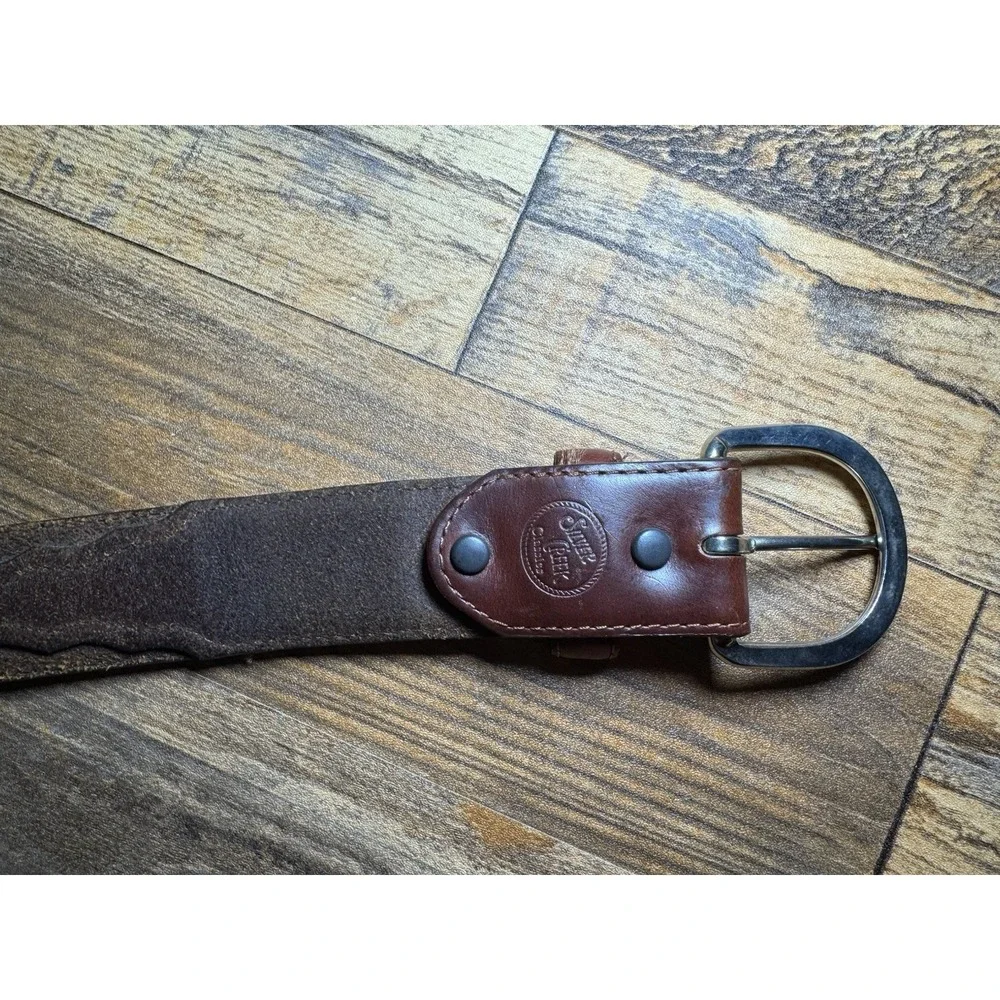 Silver Creek Size 43 Men's Genuine‎ Leather Belt Western Brown Distressed